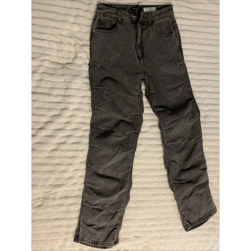 NWT Women's Washed Grey Rushed Denim Pretty Little Thing Jeans - Size 4